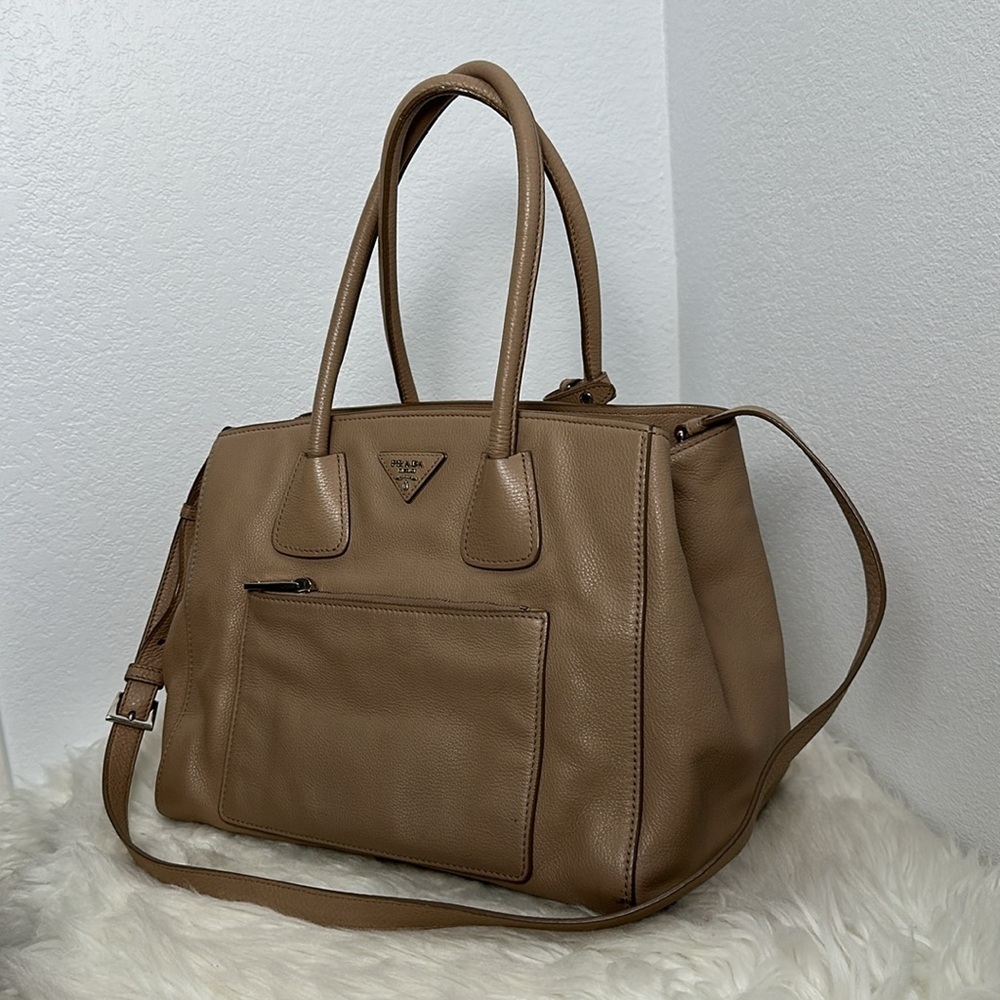 💯Authentic Prada Beige Leather Two-way  Bag🍀 - Picture 5 of 16